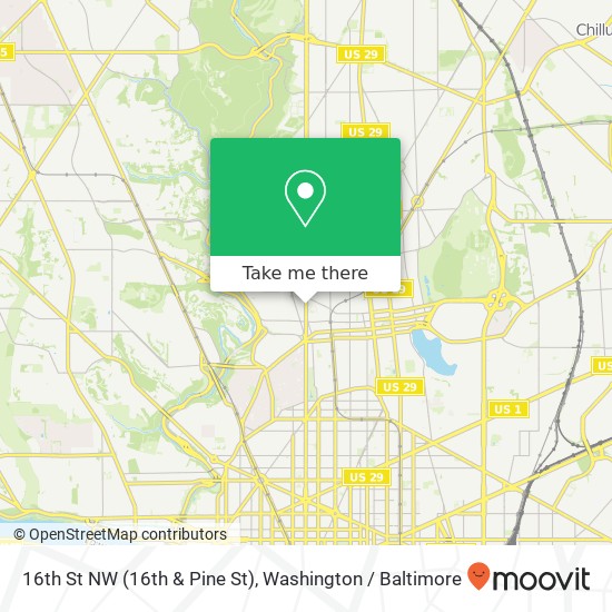 Mapa de 16th St NW (16th & Pine St), Washington, DC 20010