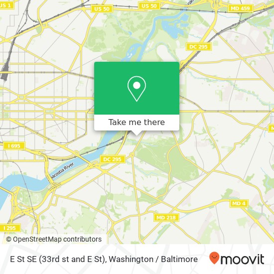 Mapa de E St SE (33rd st and E St), Washington, DC 20019