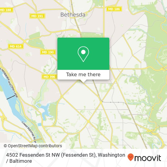 Mapa de 4502 Fessenden St NW (Fessenden St), Washington, DC 20016