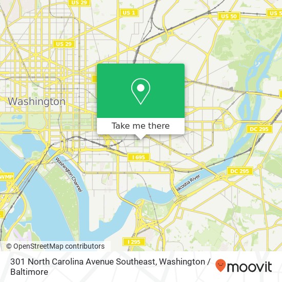 Mapa de 301 North Carolina Avenue Southeast, 301 North Carolina Ave SE, Washington, DC 20003, USA