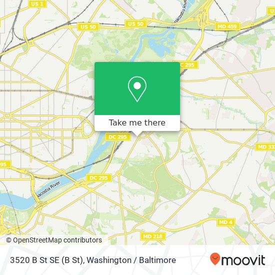 Mapa de 3520 B St SE (B St), Washington, DC 20019