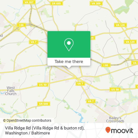 Mapa de Villa Ridge Rd (Villa Ridge Rd & buxton rd), Falls Church, VA 22046