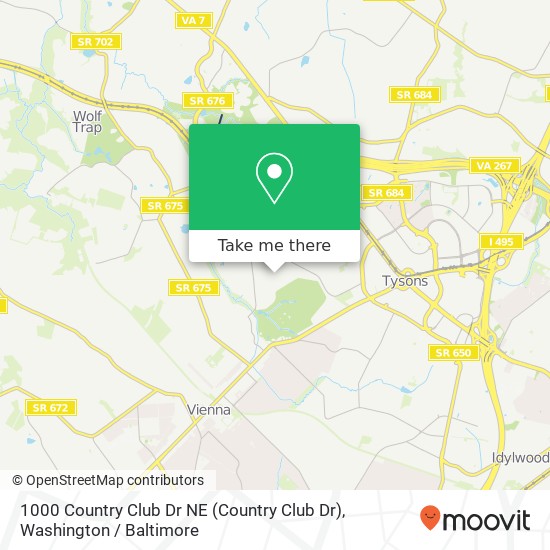 1000 Country Club Dr NE (Country Club Dr), Vienna, VA 22180 map
