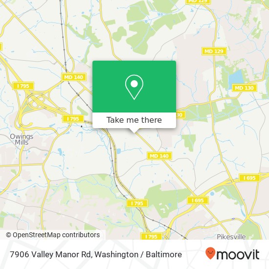 7906 Valley Manor Rd, Owings Mills, MD 21117 map