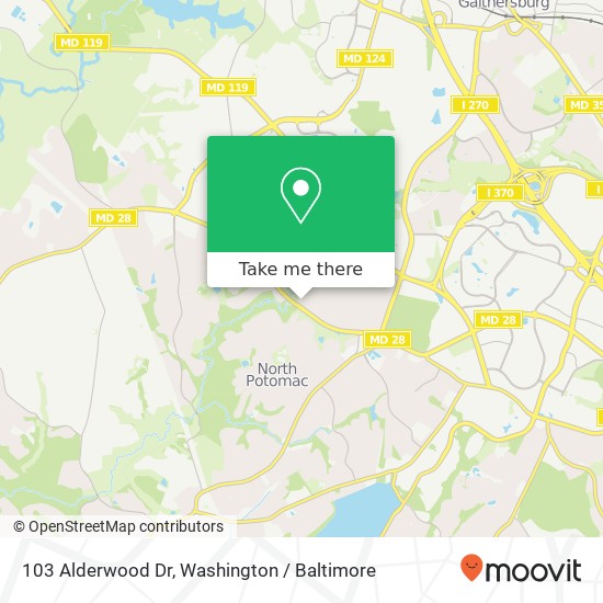 Mapa de 103 Alderwood Dr, Gaithersburg (NORTH POTOMAC), MD 20878