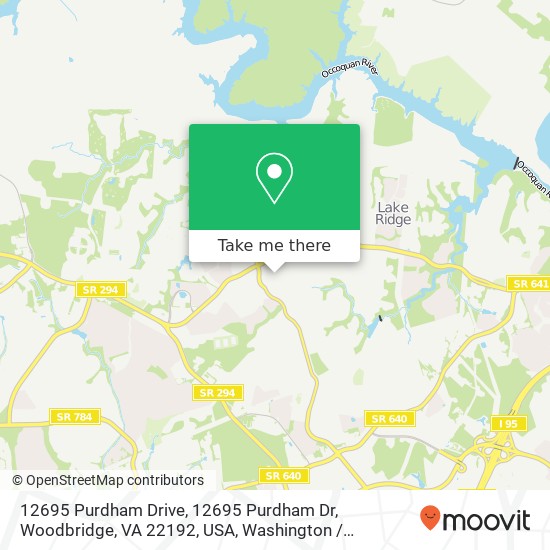 Mapa de 12695 Purdham Drive, 12695 Purdham Dr, Woodbridge, VA 22192, USA