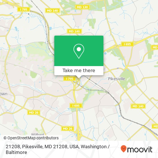 Mapa de 21208, Pikesville, MD 21208, USA