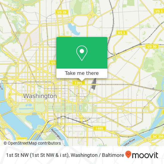 Mapa de 1st St NW (1st St NW & i st), Washington, DC 20001