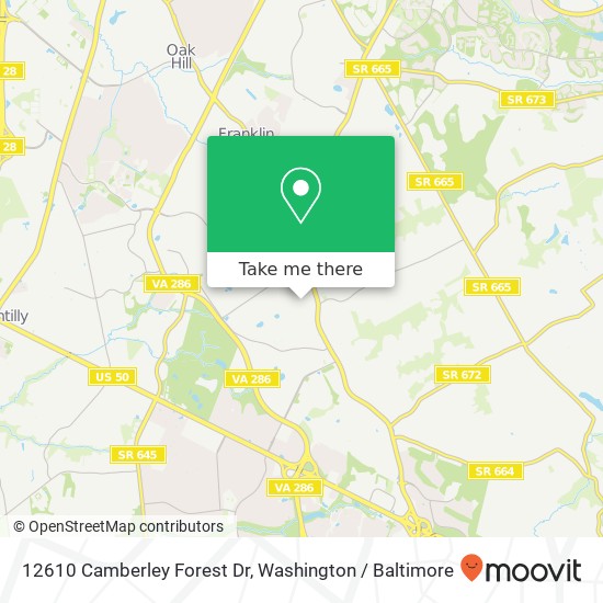 Mapa de 12610 Camberley Forest Dr, Herndon, VA 20171