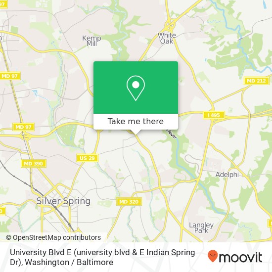 Mapa de University Blvd E (university blvd & E Indian Spring Dr), Silver Spring (SILVER SPRING), MD 20901