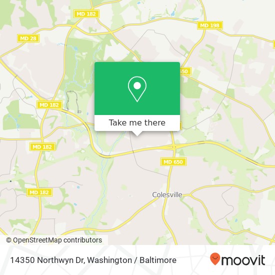 Mapa de 14350 Northwyn Dr, Silver Spring, MD 20904