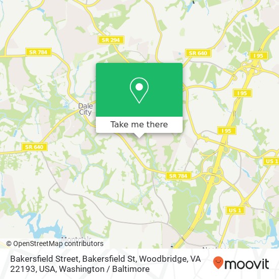 Mapa de Bakersfield Street, Bakersfield St, Woodbridge, VA 22193, USA