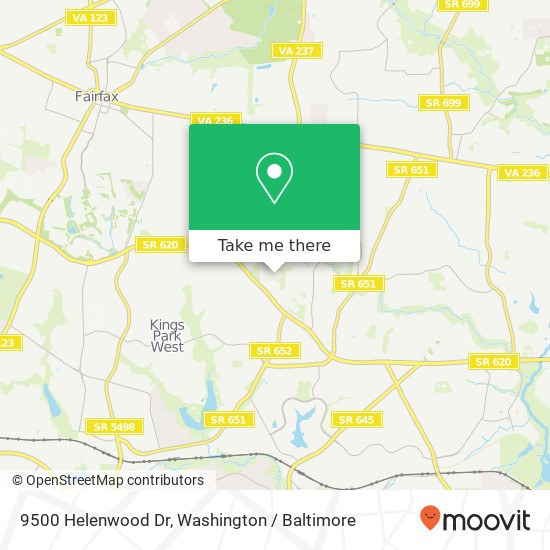 Mapa de 9500 Helenwood Dr, Fairfax, VA 22032