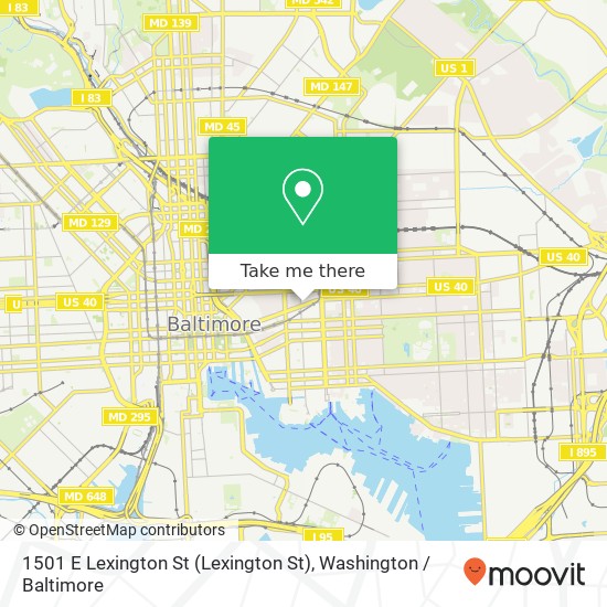 Mapa de 1501 E Lexington St (Lexington St), Baltimore, MD 21231