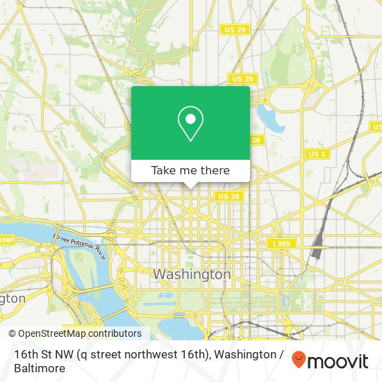 16th St NW (q street northwest 16th), Washington (Washington DC), DC 20009 map