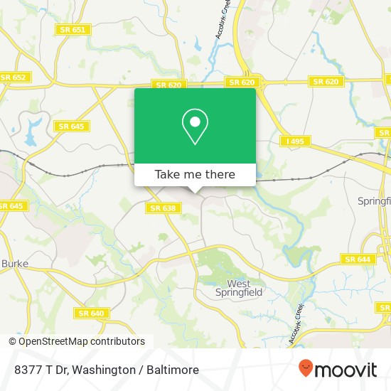 Mapa de 8377 T Dr, Springfield, VA 22152