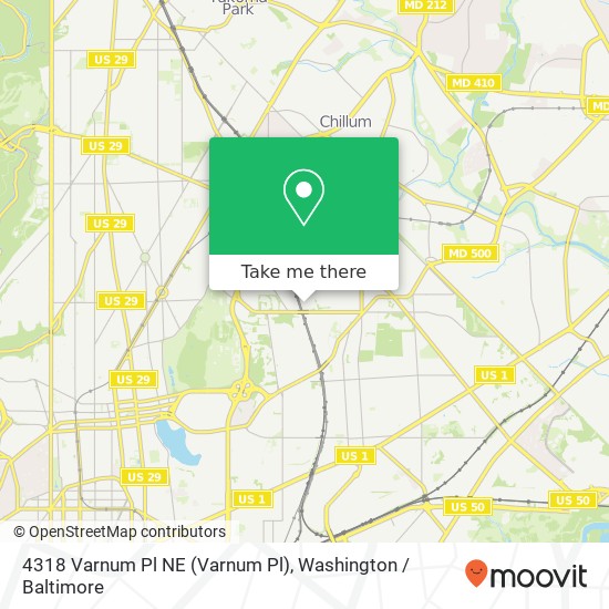 Mapa de 4318 Varnum Pl NE (Varnum Pl), Washington, DC 20017