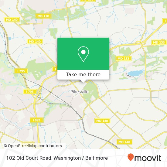 Mapa de 102 Old Court Road, 102 Old Ct Rd, Pikesville, MD 21208, USA