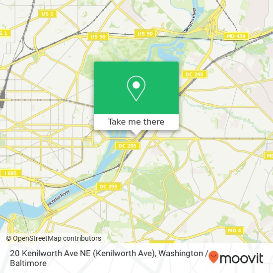 Mapa de 20 Kenilworth Ave NE (Kenilworth Ave), Washington, DC 20019