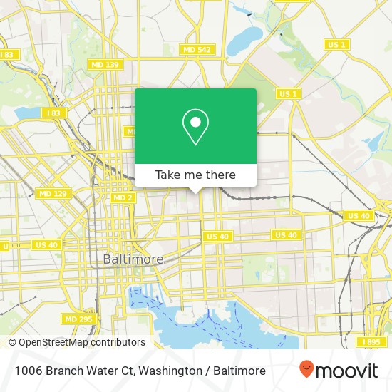 Mapa de 1006 Branch Water Ct, Baltimore, MD 21205