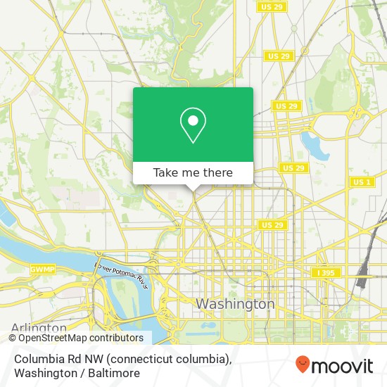 Columbia Rd NW (connecticut columbia), Washington (Washington DC), DC 20009 map