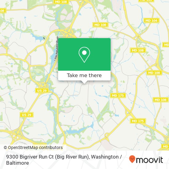 Mapa de 9300 Bigriver Run Ct (Big River Run), Columbia, MD 21045