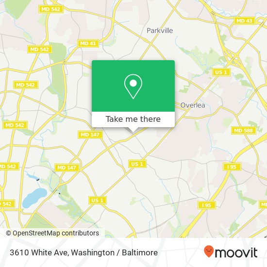 Mapa de 3610 White Ave, Baltimore, MD 21206