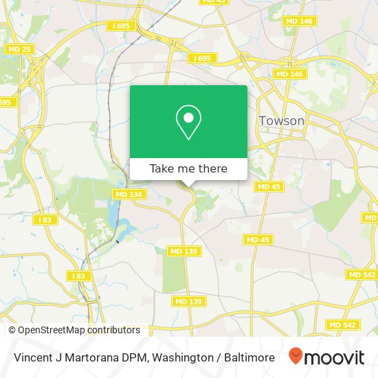 Mapa de Vincent J Martorana DPM, 6569 N Charles St