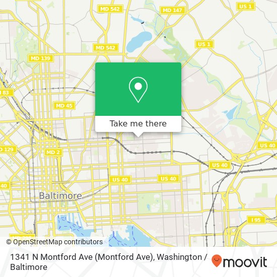 Mapa de 1341 N Montford Ave (Montford Ave), Baltimore, MD 21213