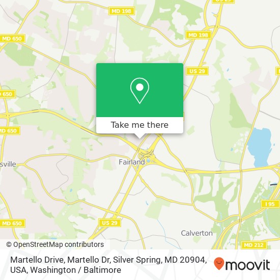 Mapa de Martello Drive, Martello Dr, Silver Spring, MD 20904, USA