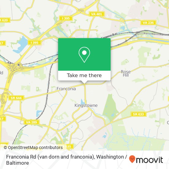 Franconia Rd (van dorn and franconia), Alexandria, VA 22310 map