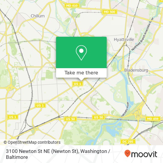 Mapa de 3100 Newton St NE (Newton St), Washington, DC 20018