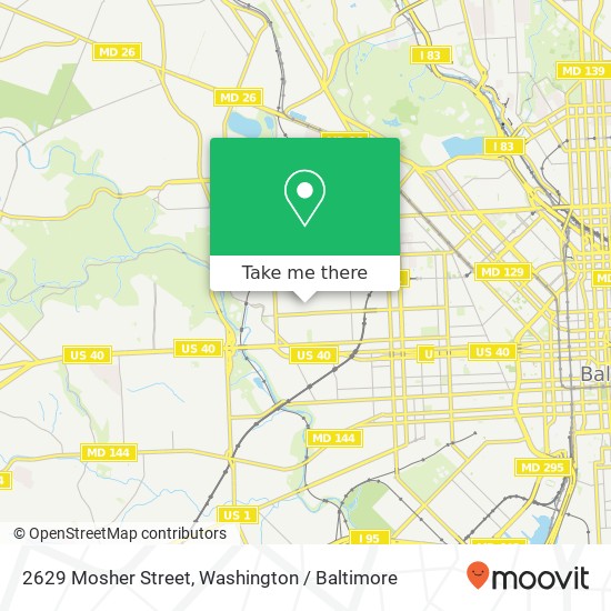 2629 Mosher Street, 2629 Mosher St, Baltimore, MD 21216, USA map