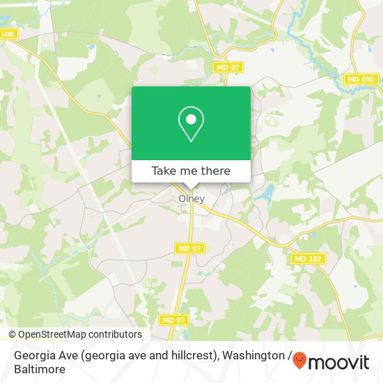 Mapa de Georgia Ave (georgia ave and hillcrest), Olney, MD 20832