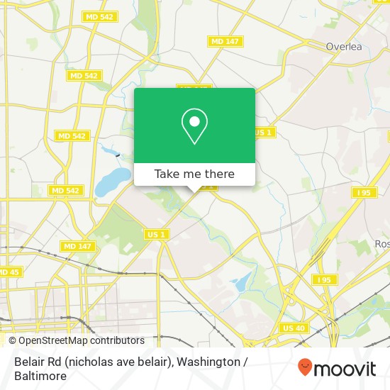 Mapa de Belair Rd (nicholas ave belair), Baltimore, MD 21206
