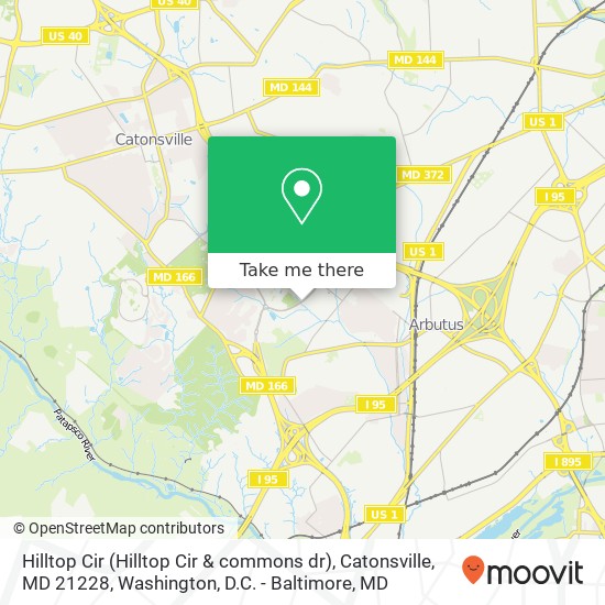 Mapa de Hilltop Cir (Hilltop Cir & commons dr), Catonsville, MD 21228