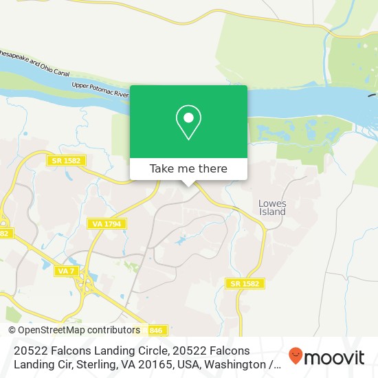 Mapa de 20522 Falcons Landing Circle, 20522 Falcons Landing Cir, Sterling, VA 20165, USA
