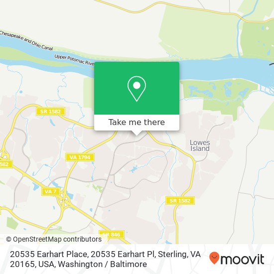 Mapa de 20535 Earhart Place, 20535 Earhart Pl, Sterling, VA 20165, USA