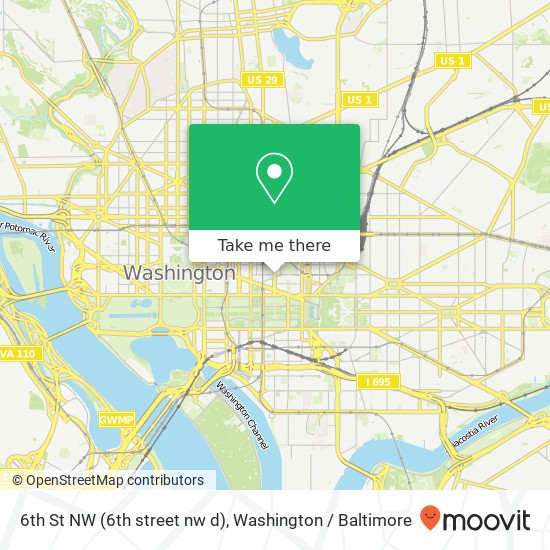 Mapa de 6th St NW (6th street nw d), Washington (Washington DC), DC 20001