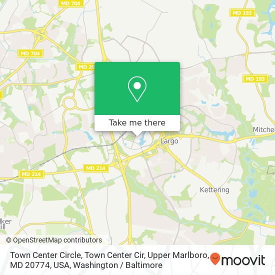 Town Center Circle, Town Center Cir, Upper Marlboro, MD 20774, USA map