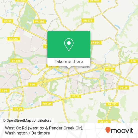 Mapa de West Ox Rd (west ox & Pender Creek Cir), Fairfax, VA 22033