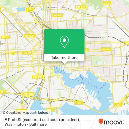 E Pratt St (east pratt and south president), Baltimore, MD 21202 map