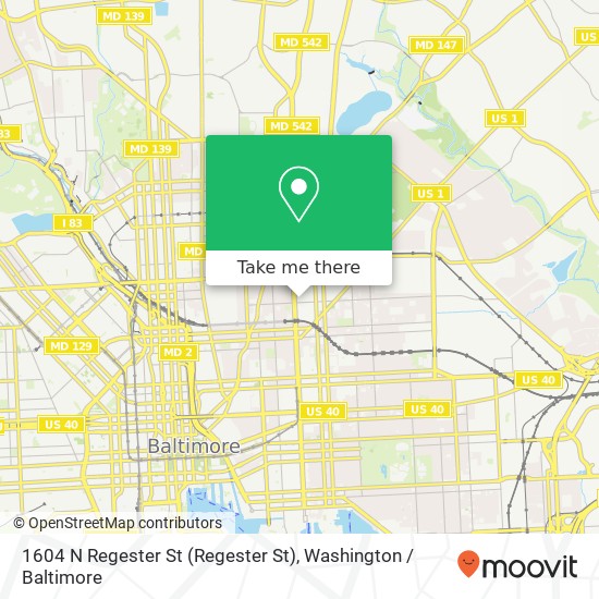 1604 N Regester St (Regester St), Baltimore, MD 21213 map