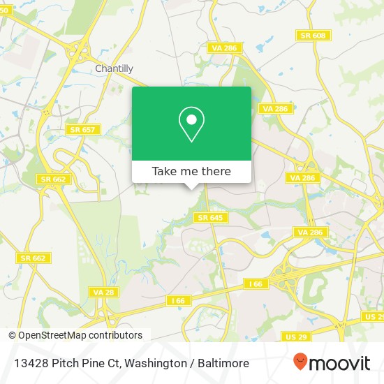 Mapa de 13428 Pitch Pine Ct, Chantilly, VA 20151