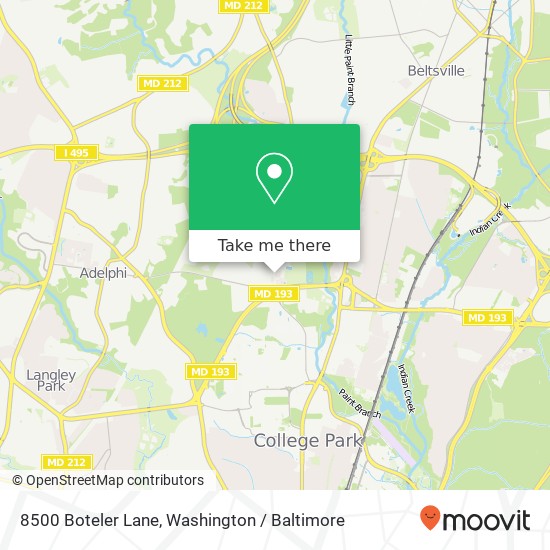 8500 Boteler Lane, 8500 Boteler Ln, College Park, MD 20740, USA map