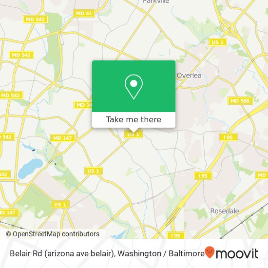 Mapa de Belair Rd (arizona ave belair), Baltimore, MD 21206