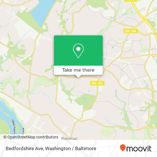 Mapa de Bedfordshire Ave, Potomac, MD 20854