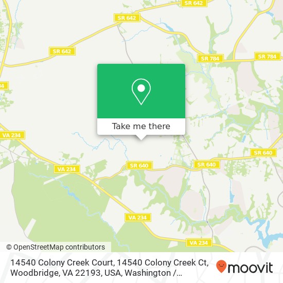 14540 Colony Creek Court, 14540 Colony Creek Ct, Woodbridge, VA 22193, USA map