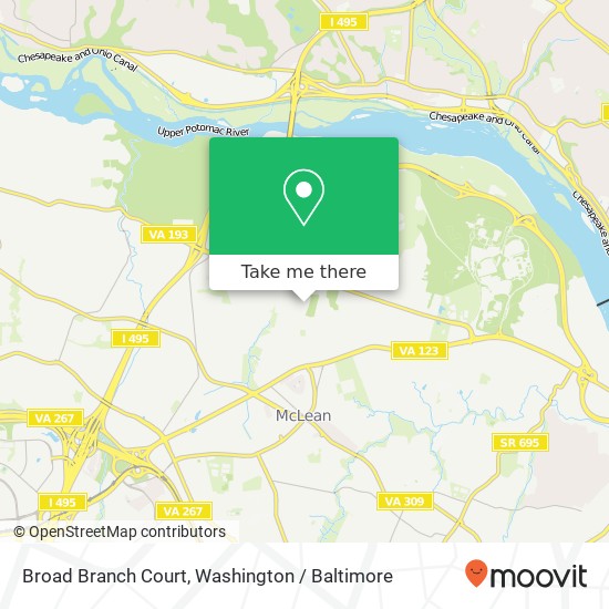 Mapa de Broad Branch Court, Broad Branch Ct, McLean, VA 22101, USA