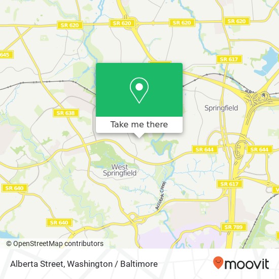 Mapa de Alberta Street, Alberta St, West Springfield, VA 22152, USA